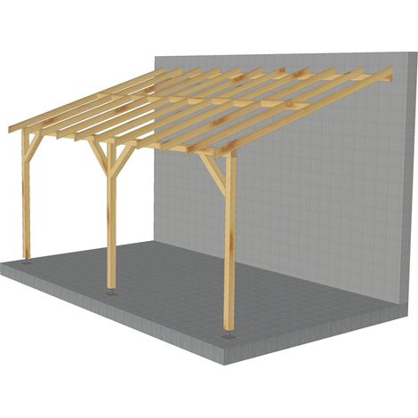 Toit de terrasse 5x3 - Pente 30% - Bois massif - Durable + Vis & pieds de poteaux réglables (1/5)