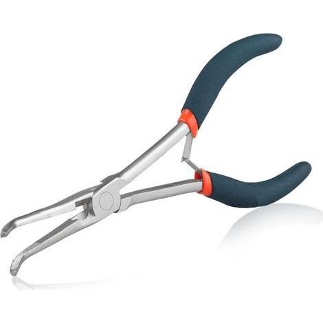 Pince à bec aiguille longue portée avec mâchoires dentelées - Pince coudée pour les espaces difficiles à atteindre - Fabrication de bijoux (1/5)