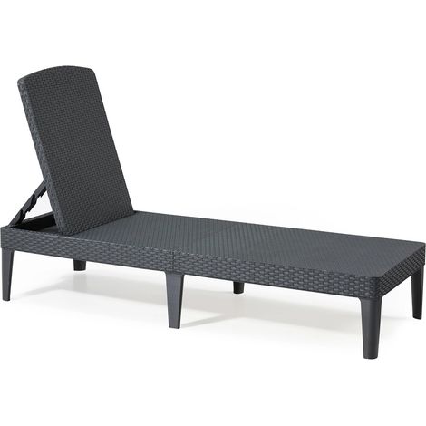 Jaipur - Lettino Prendisole Design Piatto In Polyrattan Antracite (1/5)