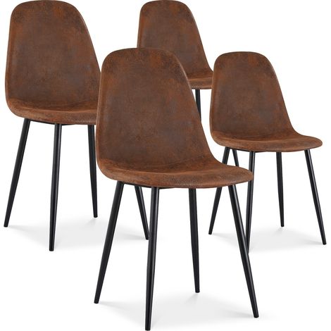Lot de 4 chaises Bali Vintage pieds noir (1/2)