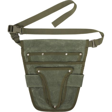 Sac à Outils en Toile Cirée Verte Résistant à l'Usure, Pochette de Rangement pour Outils de Jardinage et Électricien, Sac Banane avec Boucle de Ceinture, Vente en Gros (1/4)