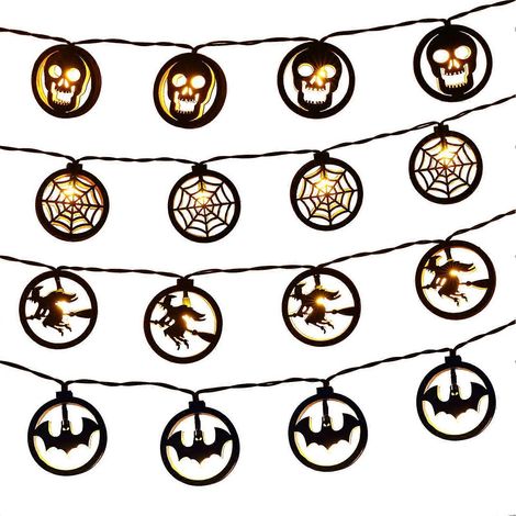 3,0 m lange, hohle, bunte Lichterkette mit Batteriebetrieb, dekorative Halloween-Lichterkette für Hexen, Fledermäuse und Geister, LED-Leuchtlichter für Halloween-Festivals (1/5)