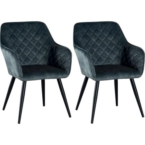 Lot de 2 chaises velours capitonné bleu pétrole 54cm Casita CORK (1/2)