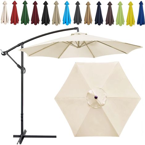 (Color:White）Auvent De Remplacement Pour Parasol, 2.7 M 6 Baleines, Tissu De Rechange Pour Parasol, Toile De Rechange Pour Parasol Remplacez L'ancien Auvent Auvent De Rechange