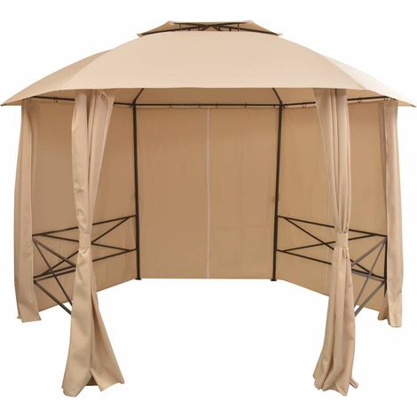 Chapiteau tente de jardin avec rideaux-Tente de réception Hexagonal 360 x 265 cm 583750 (1/5)