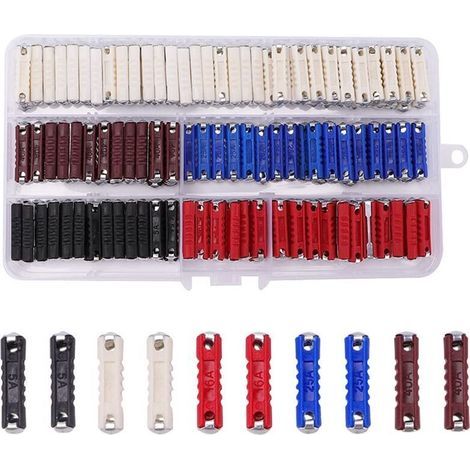 200 Pièces Fusibles Voiture Assortiment, Fusibles Torpille de Voiture, fusible Automobile avec Boîte en Plastique, pour Voitures Classiques de Style Ancien, 5A 8A 16A 25A 40A (1/4)