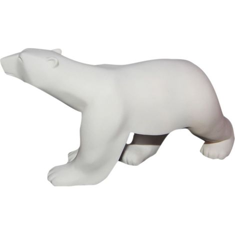 Statue ours blanc François Pompon 18 cm – Résine blanche – Dimensions 18x35x8 cm – Sculpture moderne pour collection