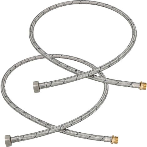 Connettore flessibile 3/8” 1/2” femmina-maschio in acciaio, 120 cm, set da 2 pezzi (1/5)