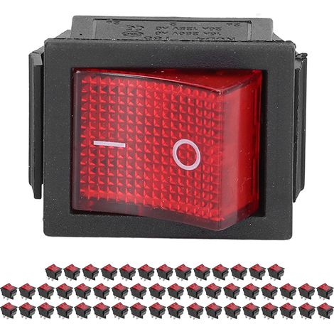 Interrupteur à bascule marine 12V 24V, 50 pièces, laiton, 4 broches, 2 positions, rouge, haute intensité 125/250V, pour bateau, mini commutateur. (1/5)