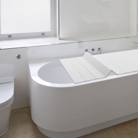 Blanc grain de bois 75×170×0.65cm Recouvrement de baignoire Recouvrement de baignoire Plateau de baignoire pliable Recouvrement de baignoire (1/5)