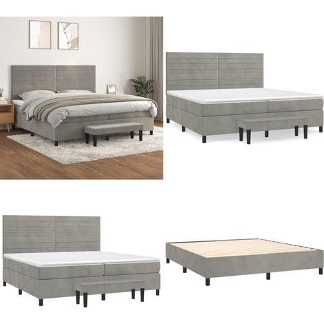Boxspringbett mit Matratze Hellgrau 200x200 cm Samt - Samtbett - Boxspringbett - Doppelbett - Bettauflage - Luxusbett - Home & Living (1/5)
