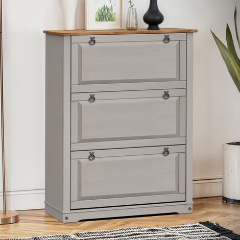 Corona Grey Wax 3 Shelf Shoe Chest