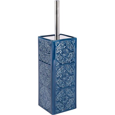 Brosse WC en céramique bleu – Design espagnol-maure – Dimensions 9,5 x 35 cm – Tête de brosse remplaçable pour hygiène optimale (1/5)