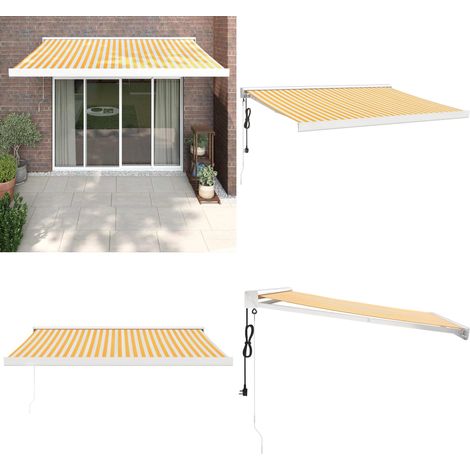 Markise Einziehbar Gelb und Weiß 3,5x2,5 m Stoff und Aluminium - Gartenmarkise - Außenmarkise - Sonnenschutz - Markisentuch - Teleskopmarkise - Home & Living (1/5)