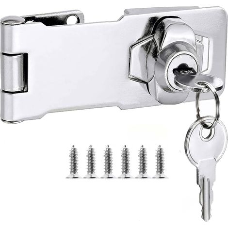Verrou de porte avec différentes clés, verrou angle droit, loquet porte verrou de tiroir d'armoire fermeture serrure cadenas de placard moraillon de verrouillage de boîte aux lettres 3 Inch (1/5)