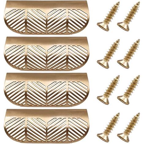 4 pièces Feuille Forme Armoire Tiroir Armoire Porte Laiton Or Meubles Poignées Poignées Porte Tiroir Pull Boutons - L117 Creux (1/3)