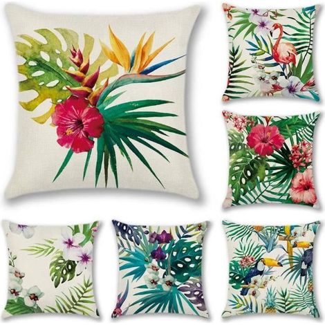Housse de Coussin Lot de 6 45x45 cm Polyester Lin Décoratif Canapé Voiture Maison (1/4)