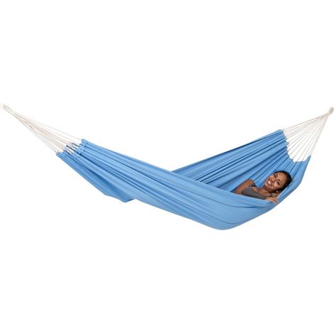 AMAZONAS - XL Amaca Arte  Classica amaca brasiliana con righe sottili intrecciate a mano  Superficie di 230x150 cm  Portata fino a 200 kg  Colore: Blu (1/5)