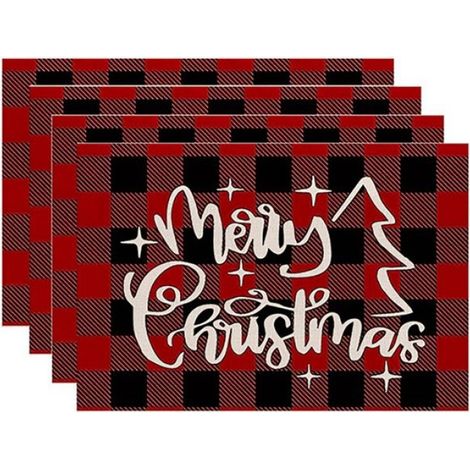 4 Pièces Arbres de Noël Neige Rose Napperons de Noël Tapis de Table D'Hiver pour Cuisine Salle à Manger Décoration H (1/4)