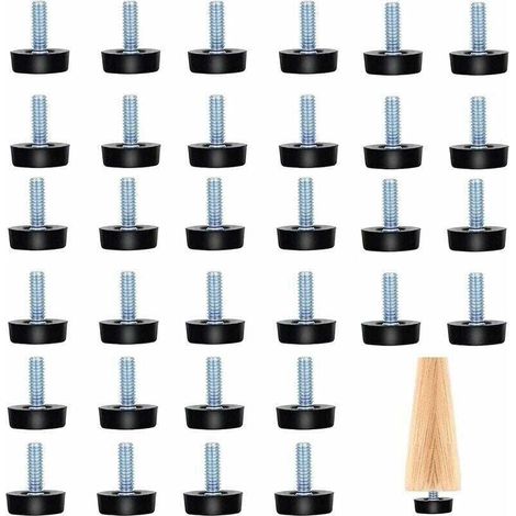 32 Pièces Pieds de Meubles Réglables Pieds à Vis Pieds de Nivellement de Meubles Pieds Filetés M8 Pieds de Nivellement pour Pieds de Meubles Chaise Table Noir M825 mm (1/4)