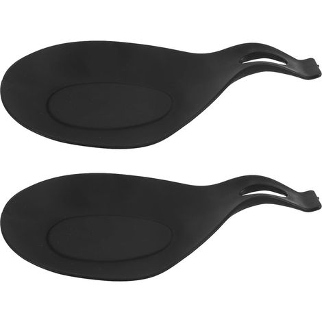 Lot De 2 Repose-cuillères En Silicone, Réutilisables, Pour La Cuisine. Conviennent Aux Cuillères En Bois, En Fer Et Aux Cuillères À Café. Couleur : Noir (1/5)