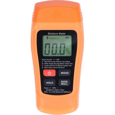 Holzfeuchtemessgerät MT18 Digitaler Stiftfeuchtedetektor mit LCD-Bildschirm für Brennholz, Gipskarton, Holz, Papier, Wasserlecksuche (1/5)