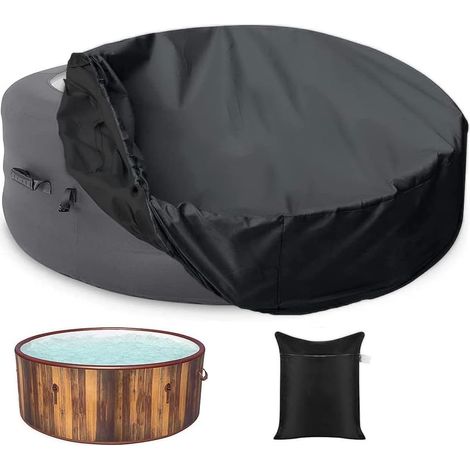 JSSEVN - Cubierta impermeable portátil redonda inflable para jacuzzi, bañera, piscina o jardín (74 × 44 pulgadas / 185 × 110 cm) (1/4)