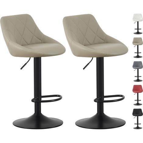 Set of 2 Bar Stools, Height Adjustable Swivel Barstools, Counter Stools with Backrest, Faux Leather Seat, Footrest and Metal Base for Home, Kitchen and Restaurant Stanley BROWN
