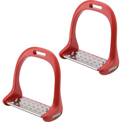 Étrier d'équitation en acier inoxydable, coussin antidérapant, selle en aluminium avec peinture rouge (1/5)