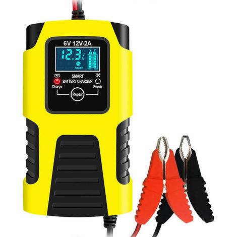 Chargeur/mainteneur de batterie 12 V 2 A, chargeur intelligent automatique portable, réparation et désulfatation de batterie pour voiture et camion (prise US). (1/5)