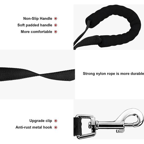 Laisse de dressage pour chien longue distance, sangle en nylon durable avec poignée rembourrée et mousqueton rotatif 360° pour activités en plein air