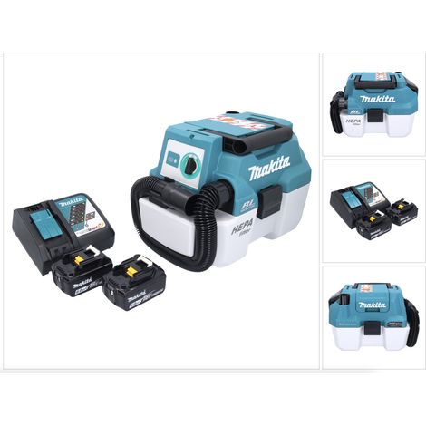 Makita DVC 750 LRG Akku Staubsauger LXT 18 V 67 mbar 7,5 l Brushless + 2x Akku 6,0 Ah + Ladegerät