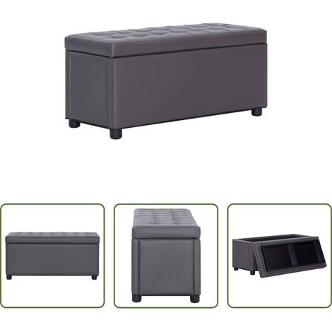 vidaXL Fußstütze -  Ottoman mit Stauraum 87,5 cm Grau Kunstleder