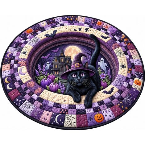 Tapis de sol rond Halloween, velours cristal, doux et lavable, cosplay, salon/chambre 100x100 cm - Style 7 (1/5)