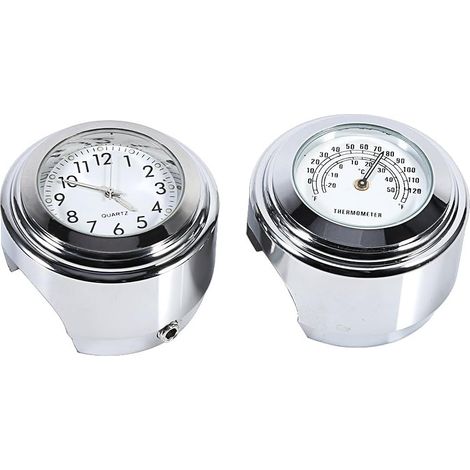 Orologio da manubrio per moto, orologio digitale da 7/8" impermeabile con termometro per temperatura, bianco