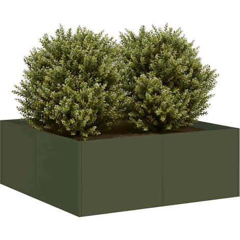 Pflanzkübel Olivgrün 80x80x30 cm Stahl