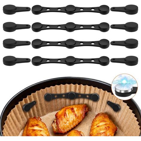 Magnete für Backpapier – Silikonverschlüsse – Für Heißluftfritteusen geeignet – Verhindert Verrutschen – 12 Stück – Schwarz (1/5)