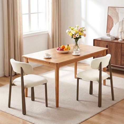 WOLTU 2x Esszimmerstühle mit Fester Rückenlehne, Küchenstühle aus Chenille-Stoffbezug Metallgestell, für Esszimmer, Küche & Gastronomie, Beige (1/5)