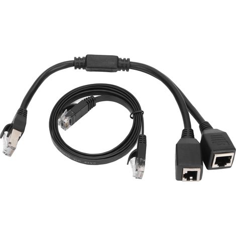 Adaptateur Ethernet RJ45 avec fonction d'extension 1 vers 2 ports, répartiteur de connexion idéal pour la maison et le bureau.