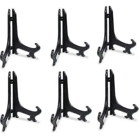 Chevalets ou supports/porte-assiettes en plastique noir de 10 cm pour présenter des photos ou autres objets lors de mariages, décorations intérieures, anniversaires, tables. (1/4)