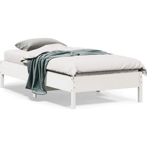 Estructura de cama sin colchón madera maciza blanca 90x190 cm (1/5)