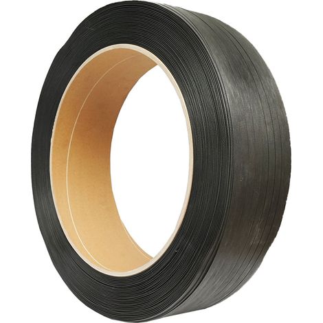 Nastro di reggiatura in polipropilene PP per uso semiautomatico, 16x0,8 mm, nero, rotolo da 1400 m (1/4)
