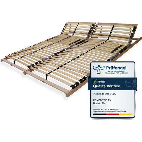 Premium Sommier à lattes 160x200, Sommier à lattes à élasticité ponctuelle 7 zones en hêtre, 28 lattes, Sommier à lattes GERMANY, Sommier à lattes avec tête réglable, jusqu'à 150Kg