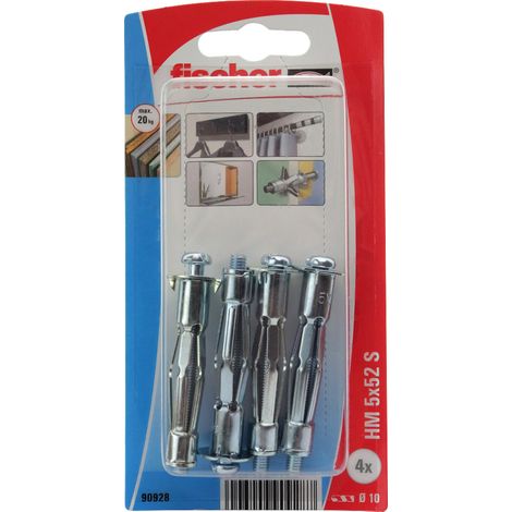 Fischer – Cheville métallique pour support creux 52 mm – Longueur 52 mm – Diamètre 10 mm – Lot de 4 avec vis M 5 x 60 - HM 5 X (1/5)
