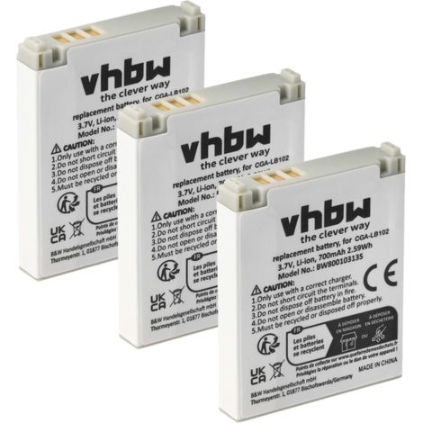 vhbw 3x Akku Ersatz für Panasonic CGA-LB102 für schnurlos Festnetz Telefon (700 mAh, 3,7 V, Li-Ion) (1/5)