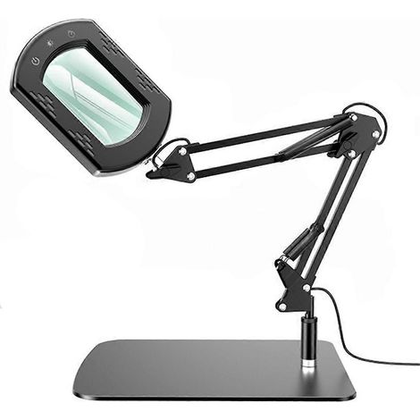 Quadratische 10-fache Vergrößerungslupe mit Licht und Ständer, Echtglaslupe mit LED-Beleuchtung, 5 Farbmodi mit variabler Intensität. (1/5)