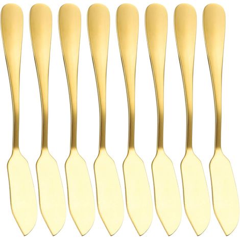 8 Couteaux à beurre, Acier inoxydable, Surface polie miroir, Sans bords tranchants, Pour maison et restaurant (1/5)