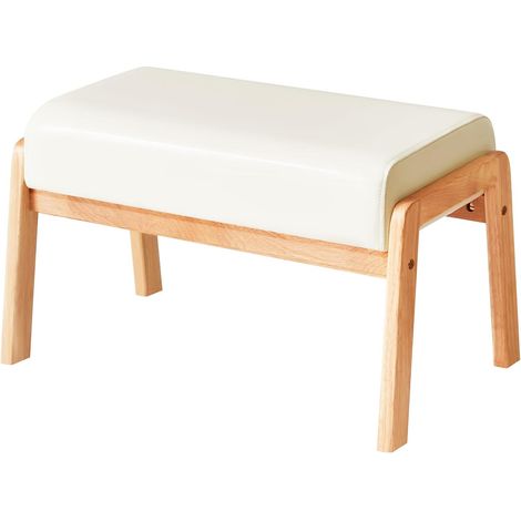 14.2”H Grand Repose-Pieds Ottomane, Tabouret Repose-Pieds Rectangulaire en Faux Cuir PU avec Assise Rembourrée, Puff Bas Repose-Pieds pour Fauteuil Salon-Chambre, Blanc (1/5)