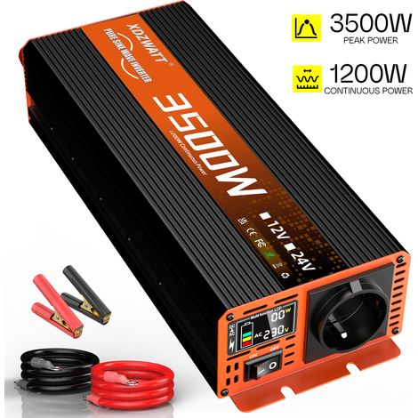 Onduleur à onde sinusoïdale pure 12V 1200W continu 3500W crête, pour camping, bateau et véhicule (1/5)