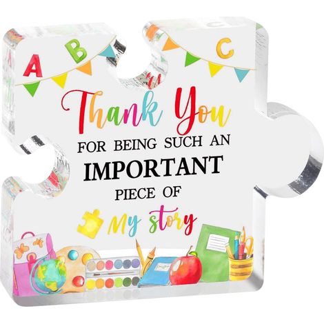 Bloc Acrylique - Motif Puzzle Cœur - Poids De Bureau - Cadeau D'Appréciation Pour Enseignant - 12 x 10 x 3 cm - 1 Pièce (1/5)
